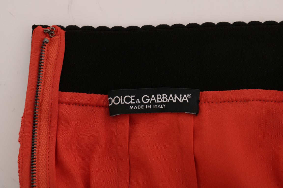 Orange Macramé Lace Pencil Skirt