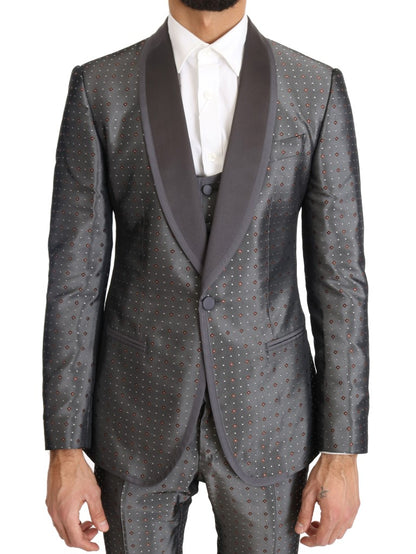 Silver Silk Baroque Single Breasted Suit