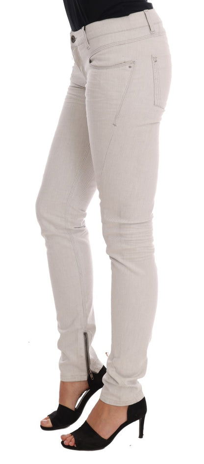 White Cotton Stretch Slim Jeans