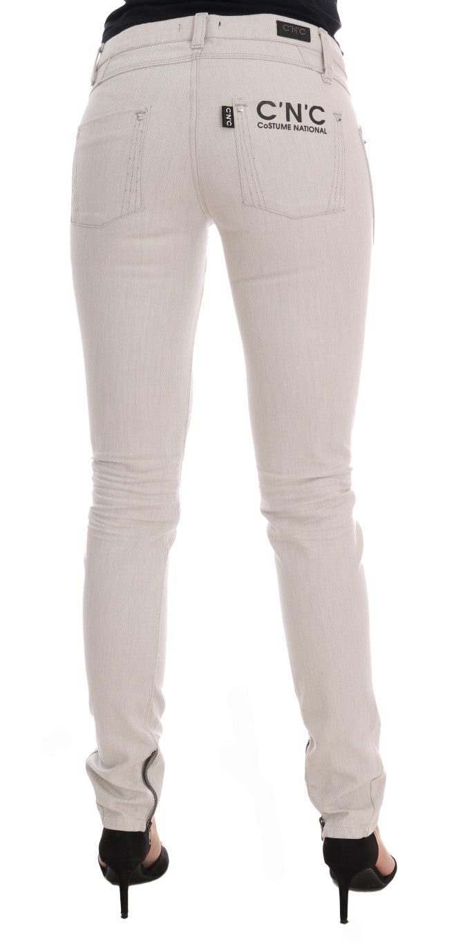 White Cotton Stretch Slim Jeans