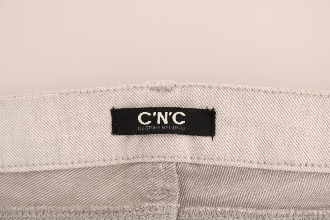 White Cotton Stretch Slim Jeans