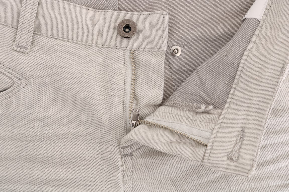 White Cotton Stretch Slim Jeans