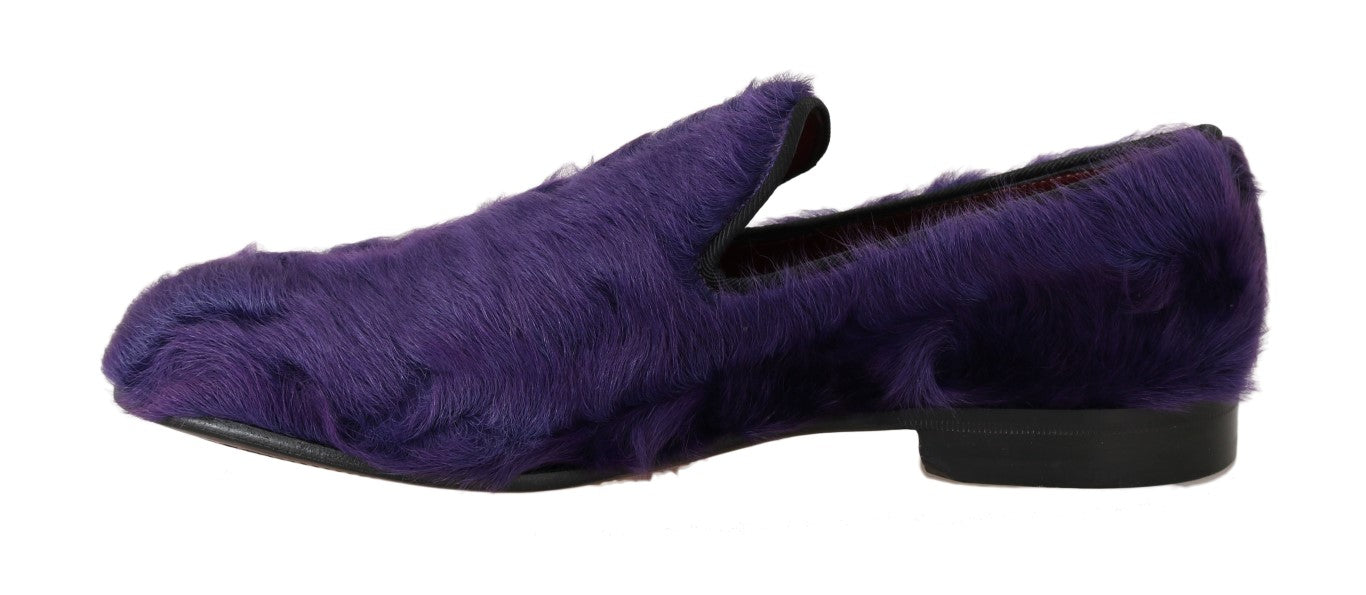 Purple Sheep Fur Leather Loafers