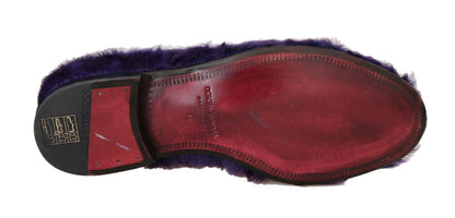 Purple Sheep Fur Leather Loafers