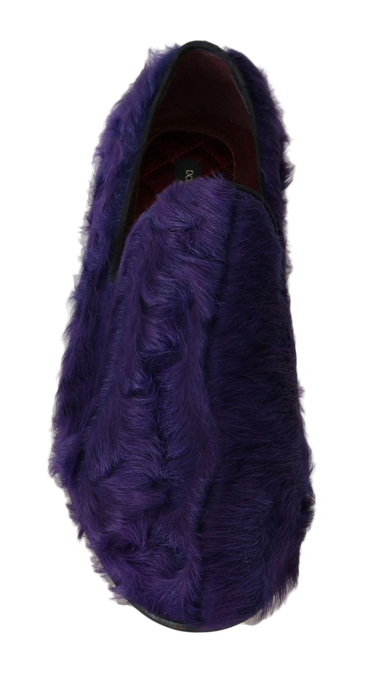 Purple Sheep Fur Leather Loafers