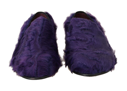 Purple Sheep Fur Leather Loafers