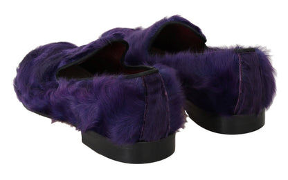 Purple Sheep Fur Leather Loafers