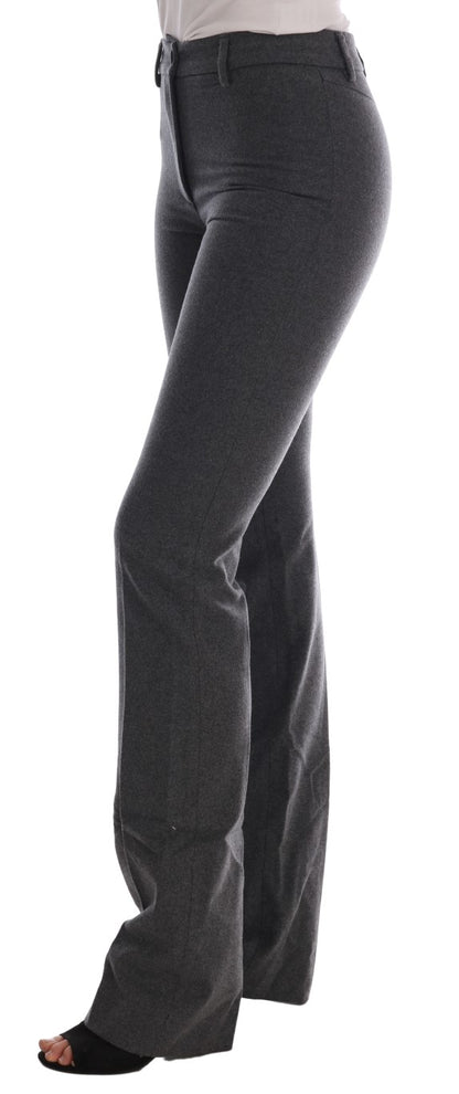 Gray Wool Stretch Slim Pants