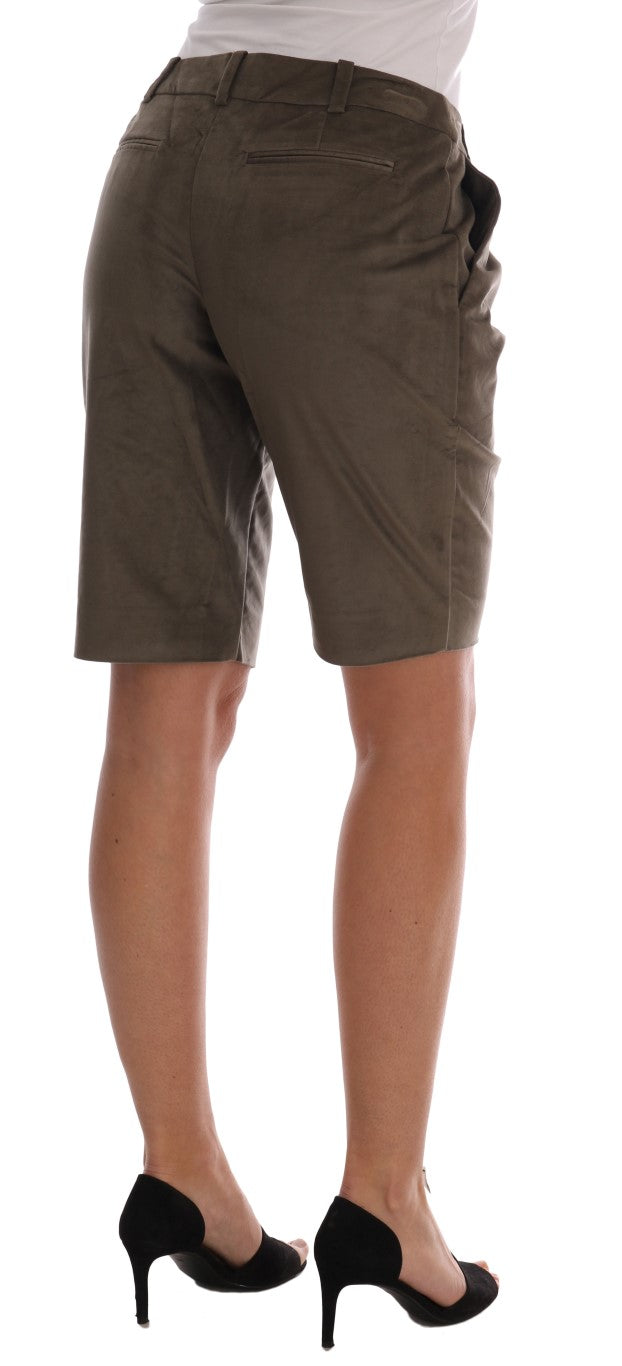Brown Velvet Bermuda Shorts