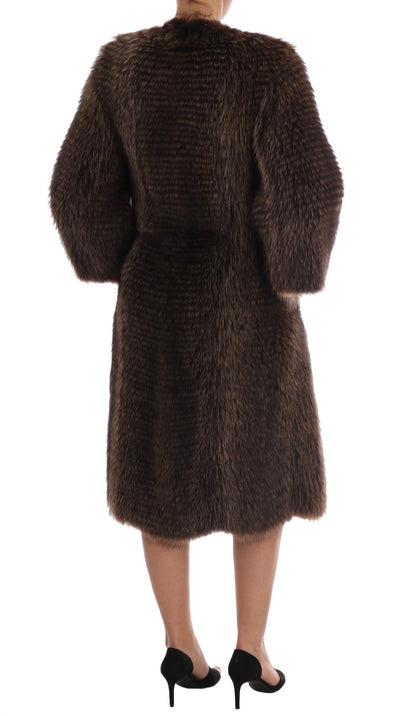Brown Raccoon Fur Coat Jacket