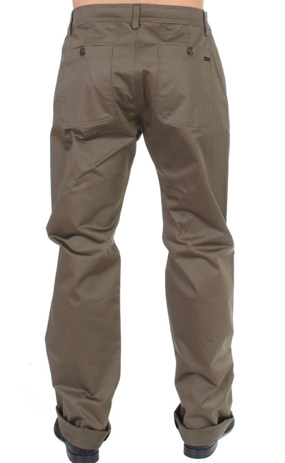 Green Cotton Stretch Comfort Fit Pants