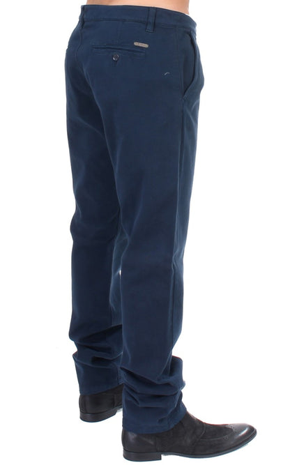 Blue Stretch Straight Fit Pants Chinos