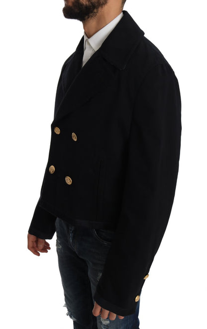 Trench Blue Cotton Stretch Jacket Coat