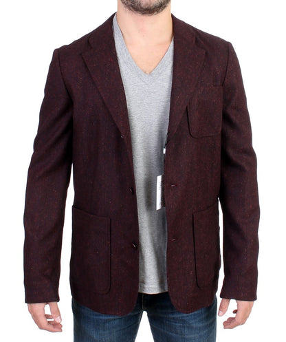 Bordeaux Wool Blend Two Button Blazer