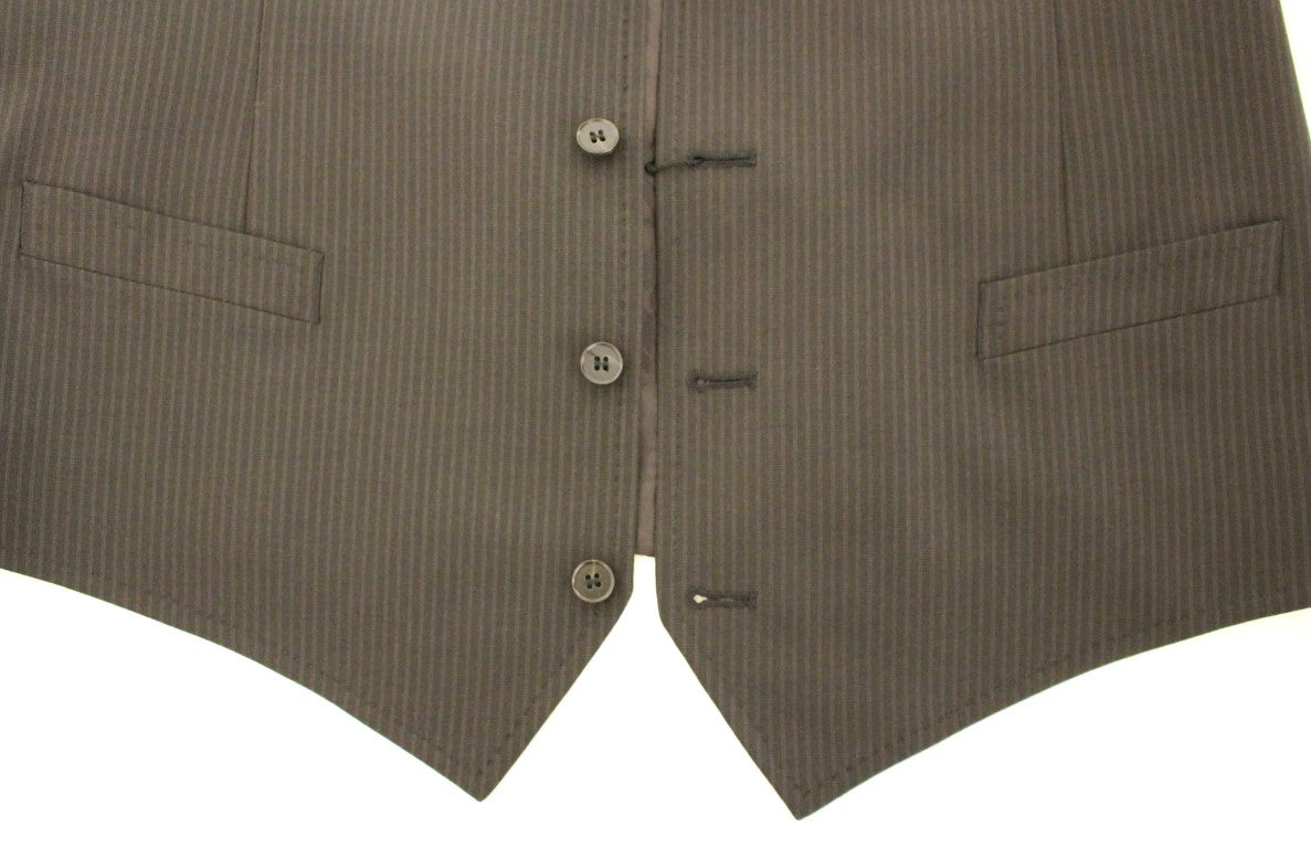 Brown Striped Stretch Dress Vest