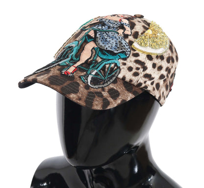 Brown Leopard Sequin Sicily Applique Baseball Hat