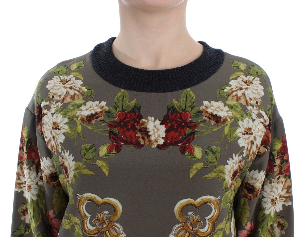 Green Key Floral Print Silk Sweater