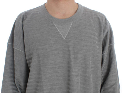 Gray Crewneck Pullover Silk Sweater