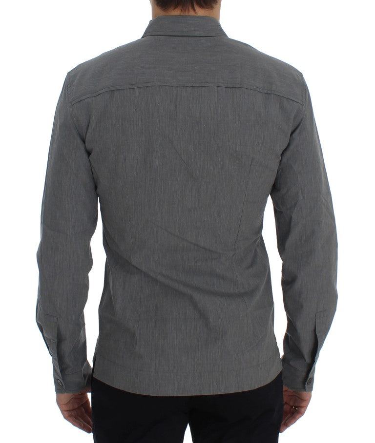 Gray Cotton Formal Dress Button Shirt