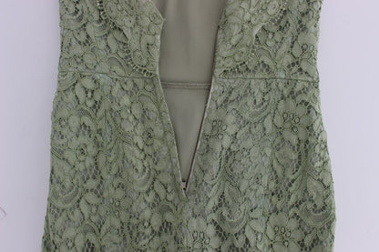 Green Floral Lace Sheath Maxi Dress