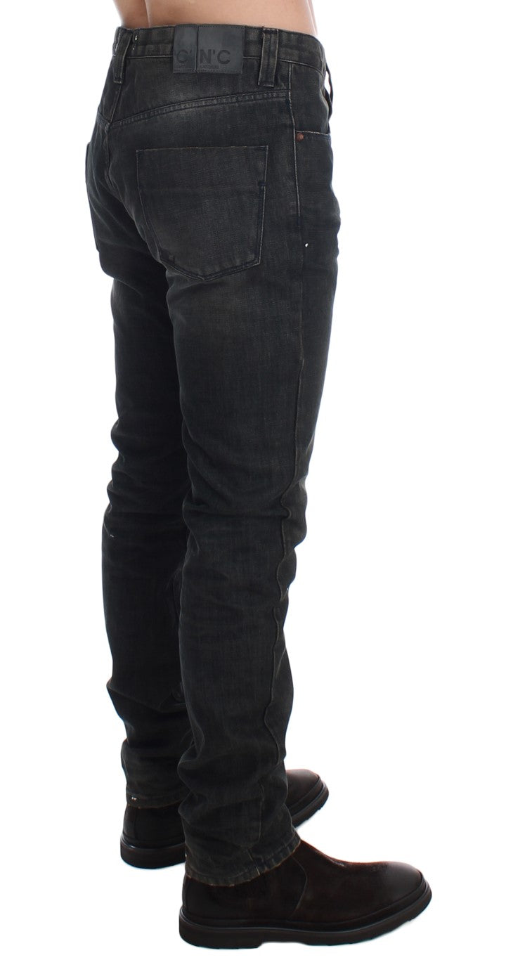 Gray Wash Slim Fit Cotton Denim Jeans