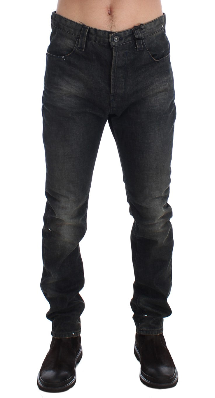 Gray Wash Slim Fit Cotton Denim Jeans