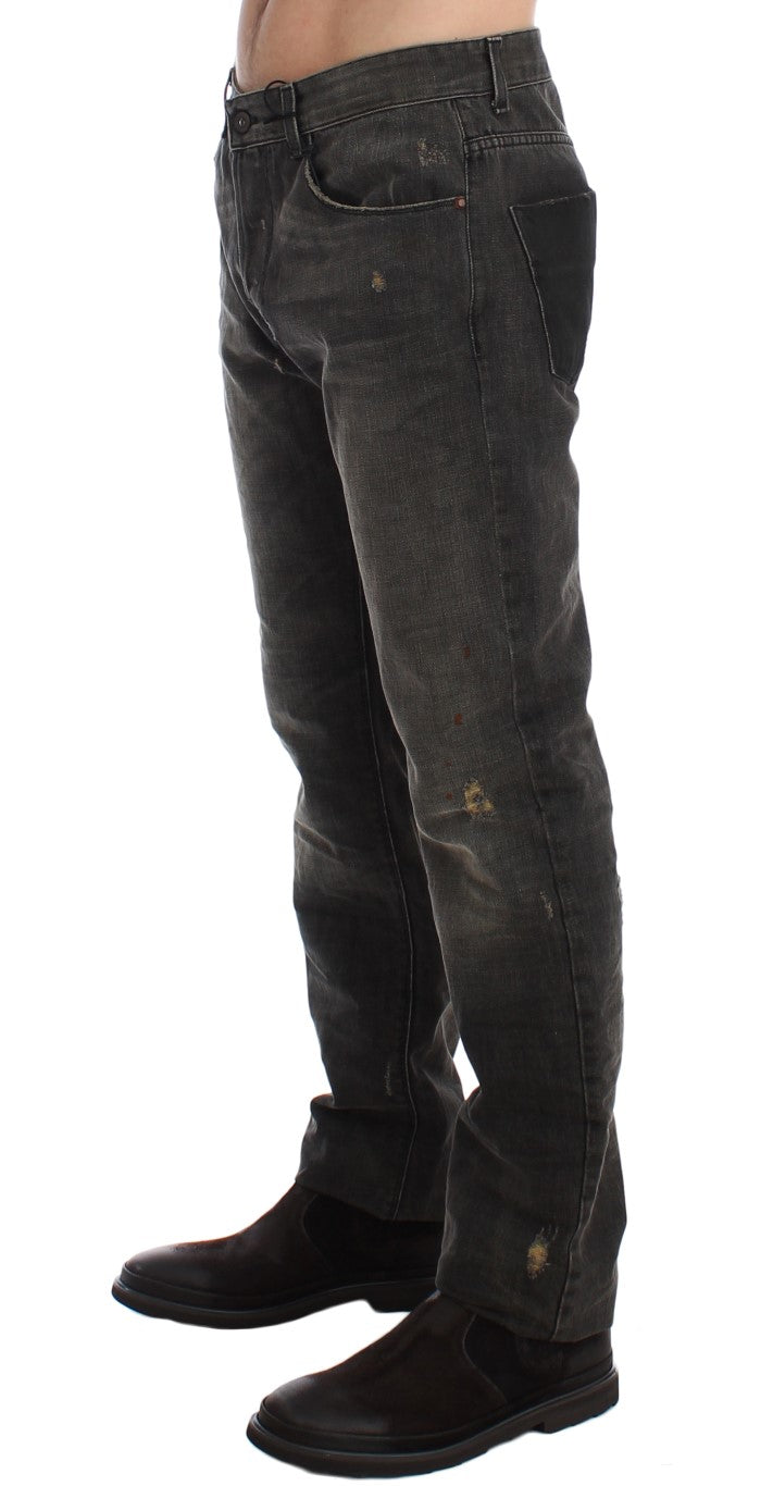 Gray Wash Regular Cotton Denim Jeans