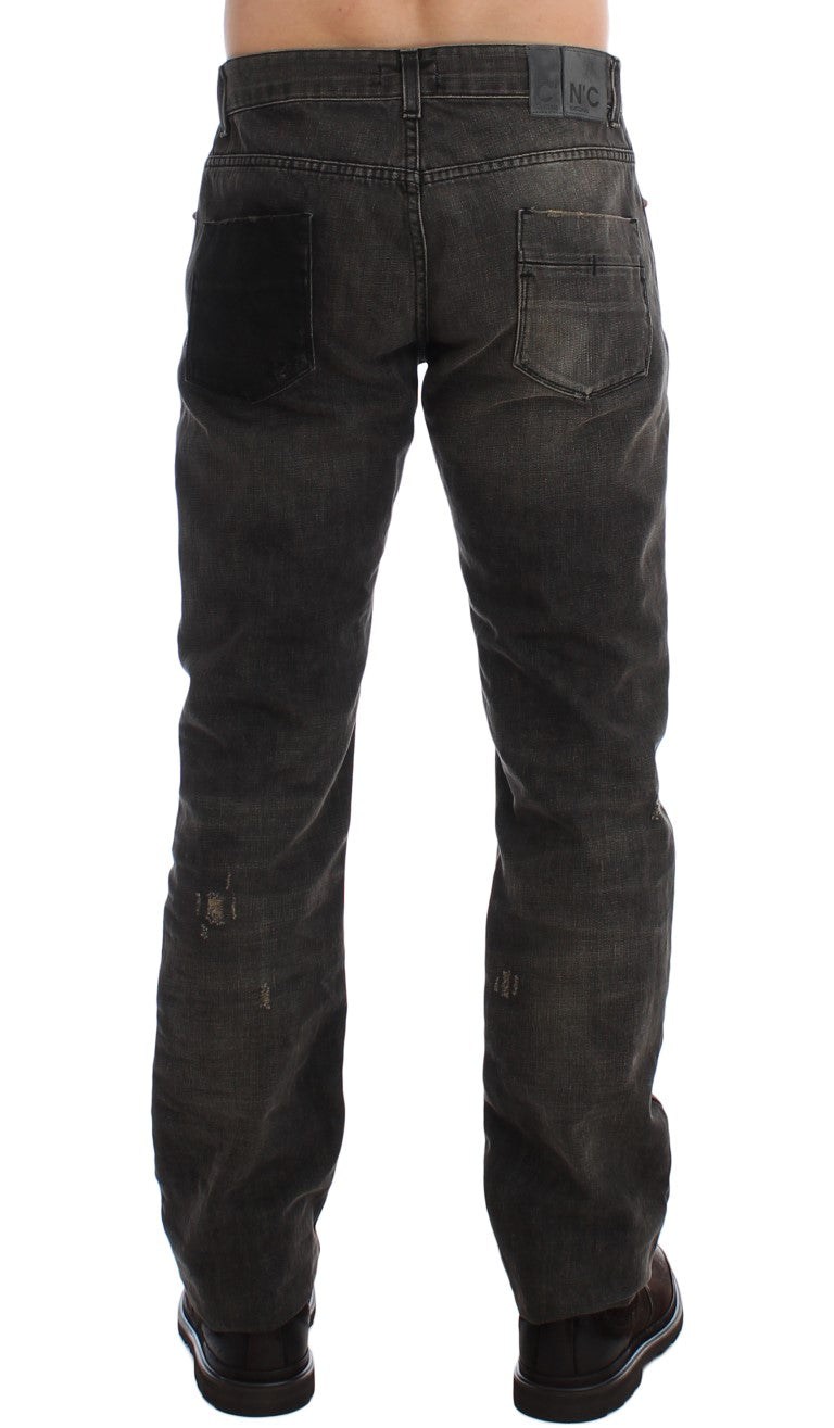 Gray Wash Regular Cotton Denim Jeans