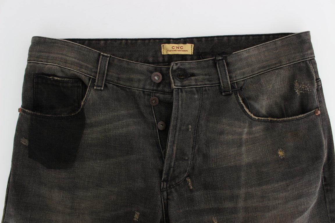 Gray Wash Regular Cotton Denim Jeans