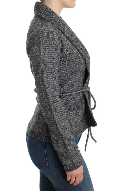 Gray wool knitted cardigan