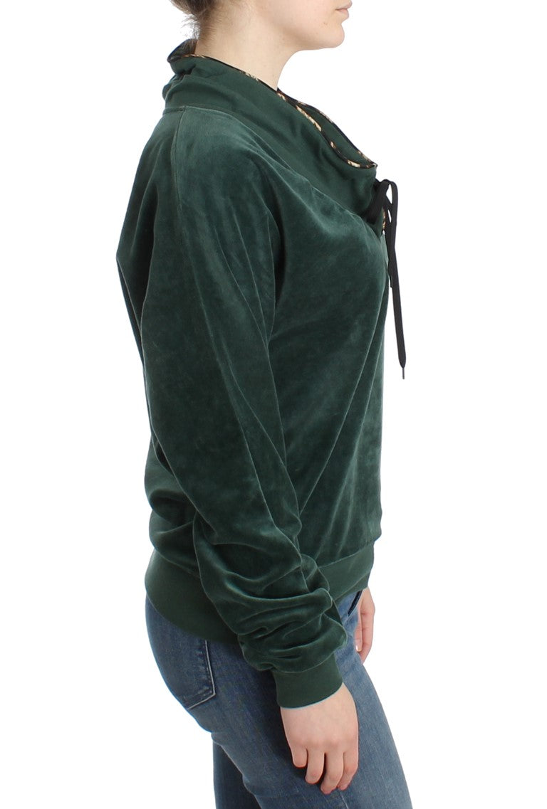 Green velvet cotton sweater