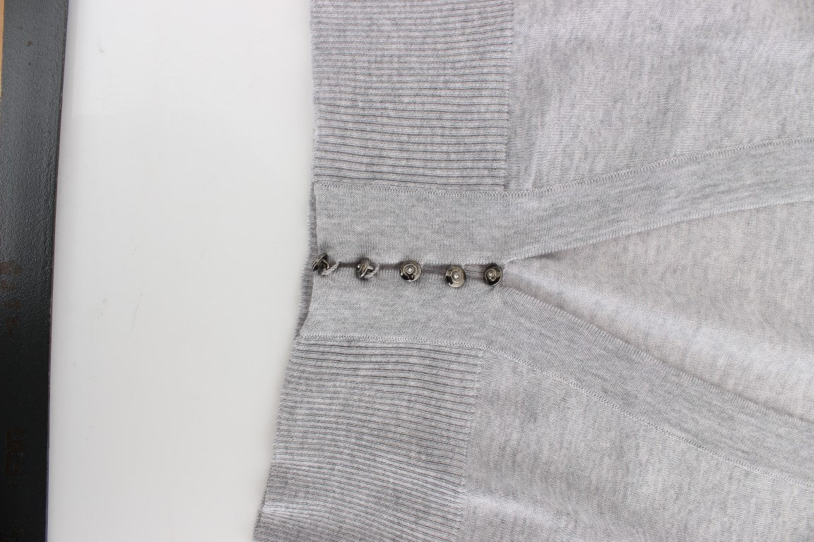 Gray cropped wool cardigan