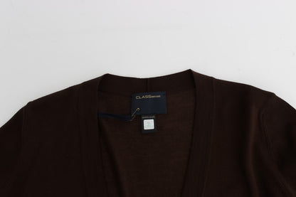 Brown cropped wool cardigan