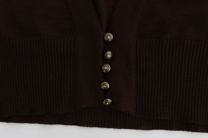 Brown cropped wool cardigan