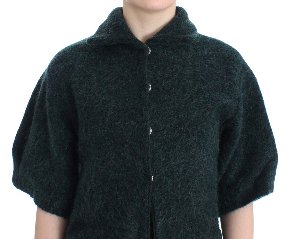 Green mohair knitted cardigan