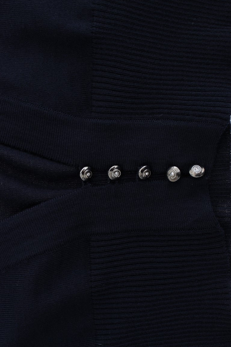 Blue cropped wool cardigan