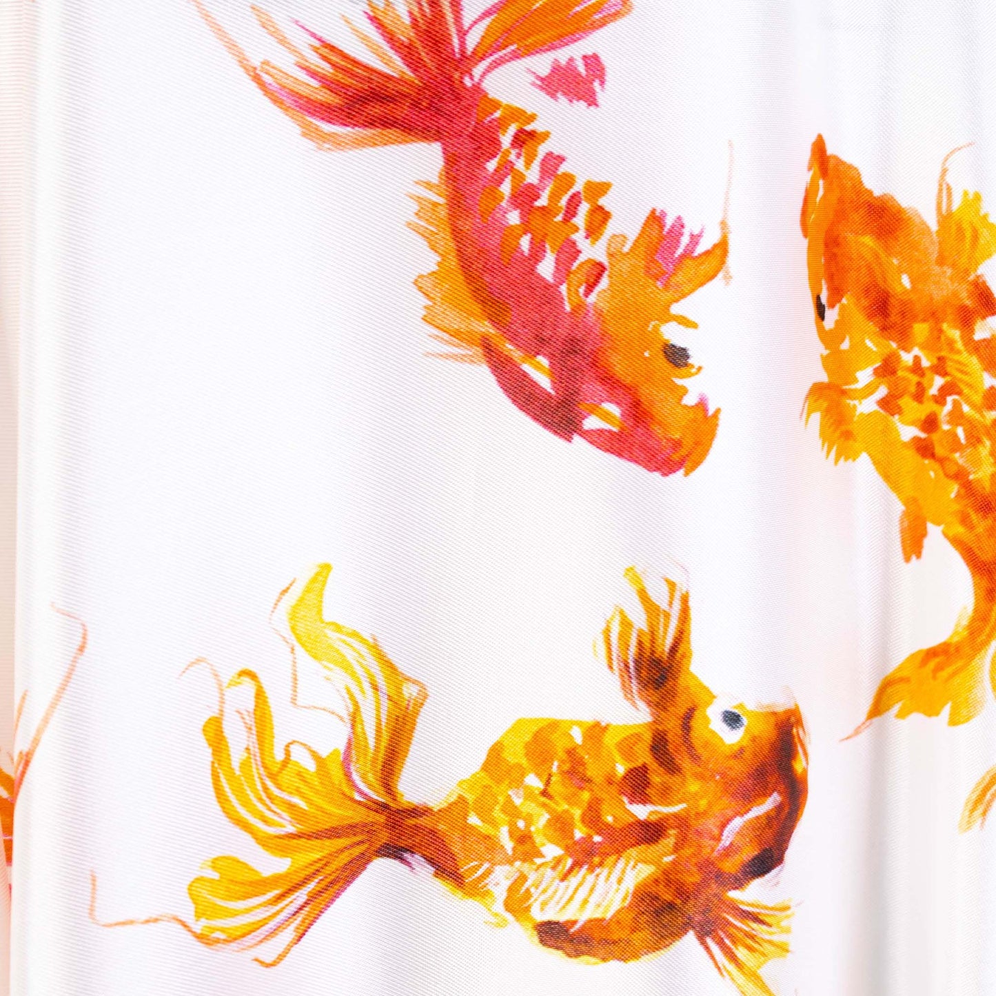 White Orange Printed Viscose Trousers