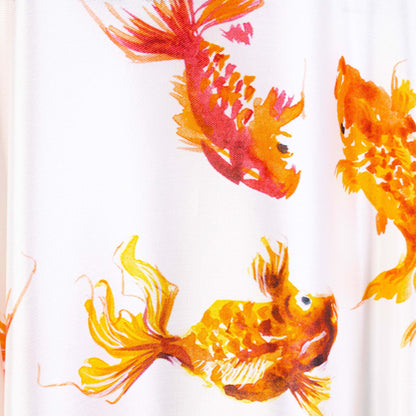White Orange Printed Viscose Trousers