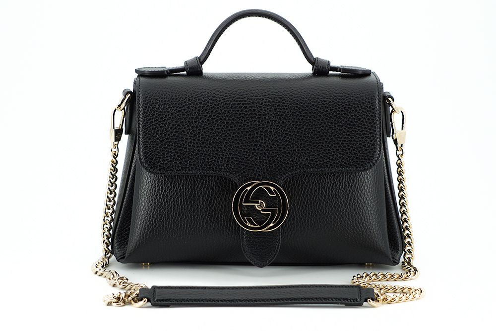 Black Calf Leather Dollar Shoulder and Handbag