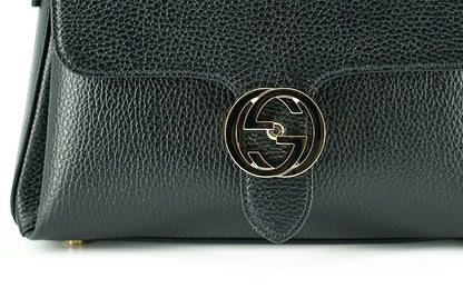 Black Calf Leather Dollar Shoulder and Handbag
