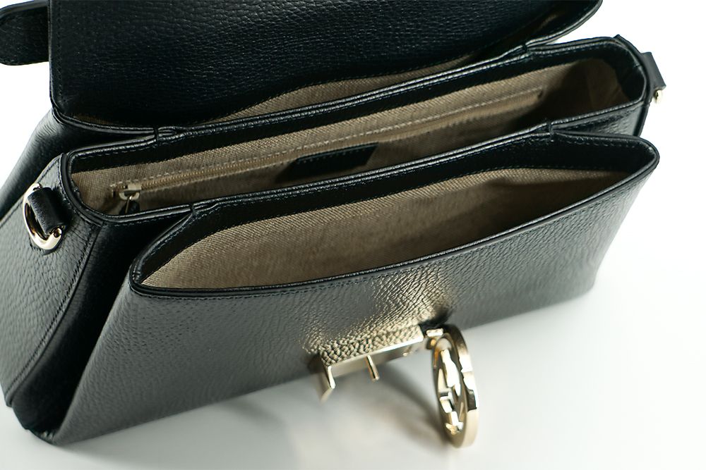 Black Calf Leather Dollar Shoulder and Handbag