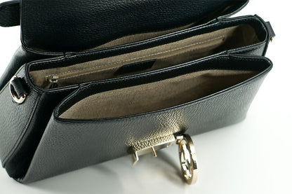 Black Calf Leather Dollar Shoulder and Handbag