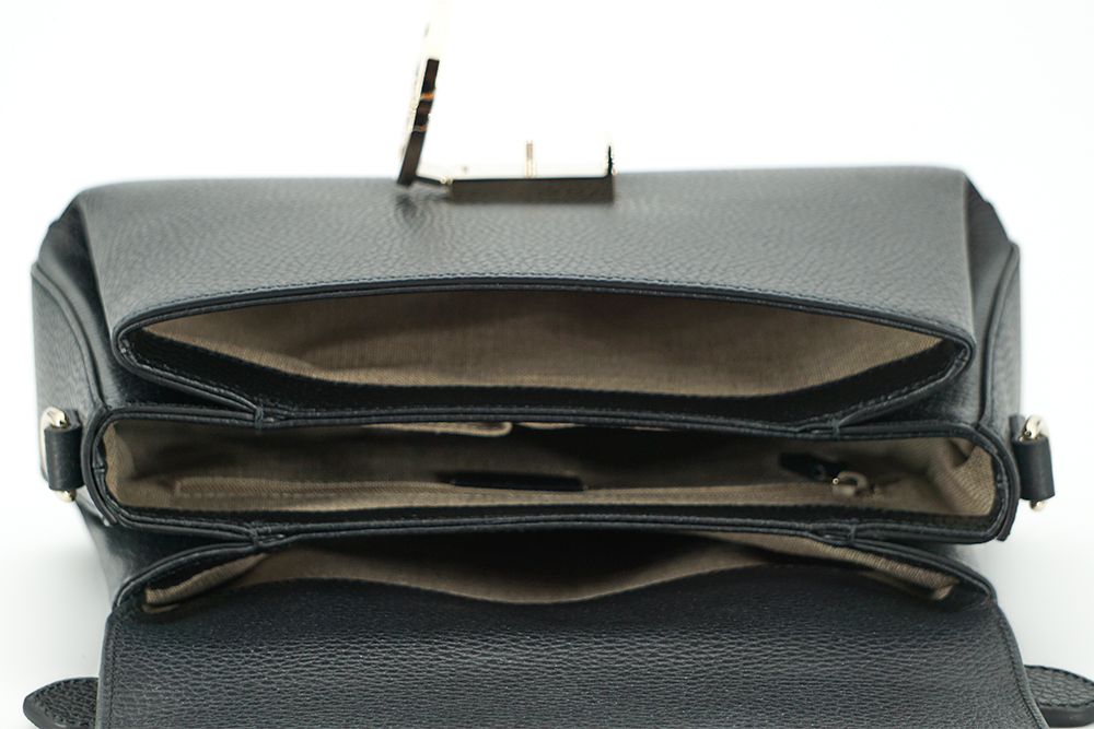Black Calf Leather Dollar Shoulder and Handbag