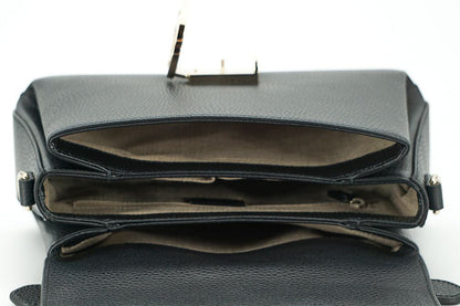 Black Calf Leather Dollar Shoulder and Handbag