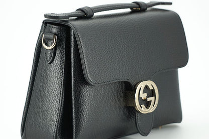 Black Calf Leather Dollar Shoulder and Handbag