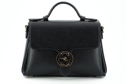 Black Calf Leather Dollar Shoulder and Handbag