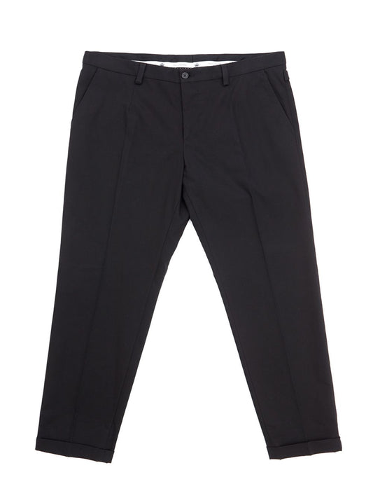 Black Cotton Chino Trousers