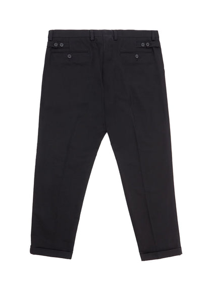 Black Cotton Chino Trousers