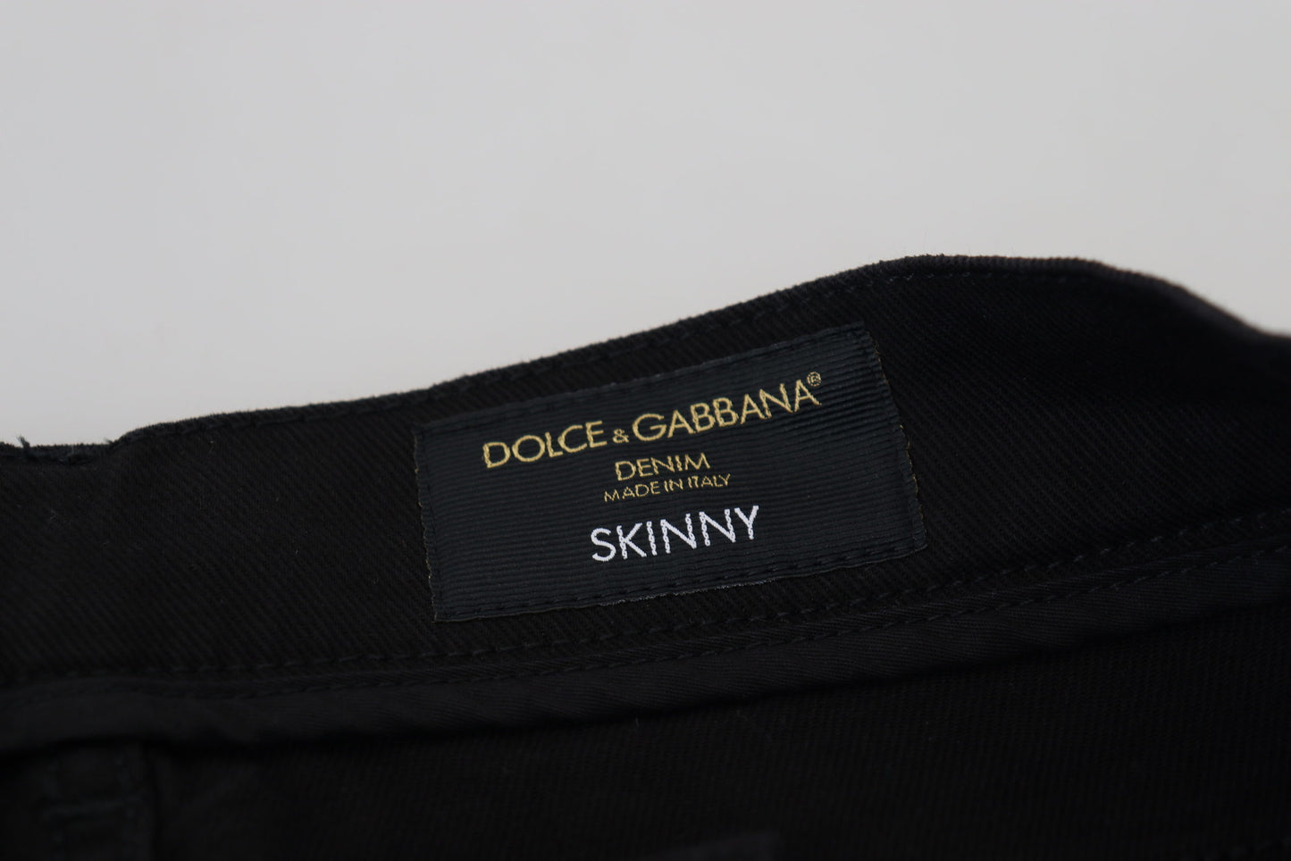 Black Cotton Crown Patch Skinny Denim Jeans