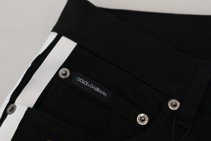 Black Cotton Crown Patch Skinny Denim Jeans